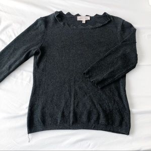 Philosophy Charcoal Sweater with Scallop Detailing
